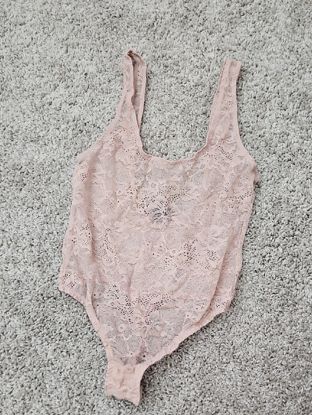 Sheer Lace Bodysuit in Blush Pink